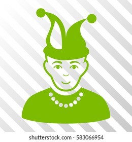 Eco Green Fool interface icon. Vector pictogram style is a flat symbol on diagonally hatched transparent background.