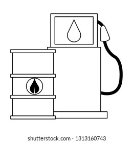 Eco green fuel barrels and dispenser black and white