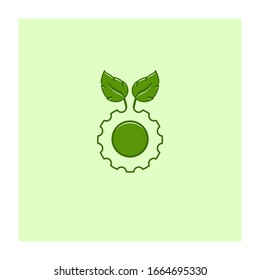 Eco Green Gear Logo and Icon. Concept design logo for machine, technology.