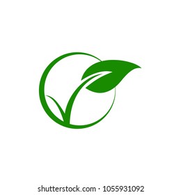 
Eco green global labels concept with leaves logo