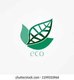Eco green global labels concept with leaves,vector illustration