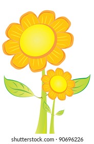 Eco green glossy flowers isolated on white. Vector illustration.