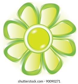 Eco green glossy sunflower. Vector illustration.