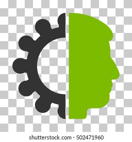 Eco Green And Gray Android Head toolbar icon. Vector pictogram style is a flat bicolor symbol on chess transparent background.