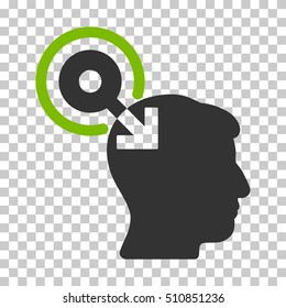 Eco Green And Gray Brain Interface Plug-In interface icon. Vector pictograph style is a flat bicolor symbol on chess transparent background.