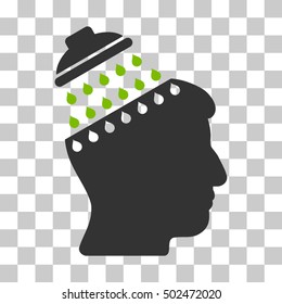 Eco Green And Gray Brain Shower toolbar icon. Vector pictogram style is a flat bicolor symbol on chess transparent background.