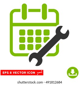 Eco Green And Gray Calendar Configure EPS vector pictogram. Illustration style is flat iconic bicolor symbol on a white background.