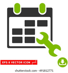 Eco Green And Gray Configure Timetable EPS vector pictograph. Illustration style is flat iconic bicolor symbol on a white background.