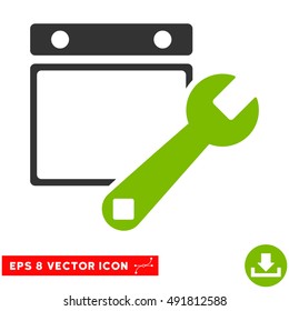 Eco Green And Gray Date Setup EPS vector pictograph. Illustration style is flat iconic bicolor symbol on a white background.