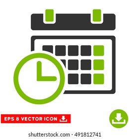 Eco Green And Gray Date and Time EPS vector pictogram. Illustration style is flat iconic bicolor symbol on a white background.
