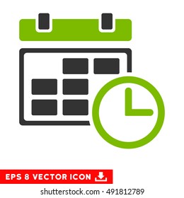 Eco Green And Gray Date and Time EPS vector pictogram. Illustration style is flat iconic bicolor symbol on a white background.