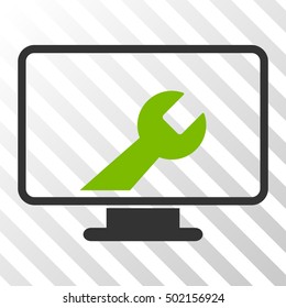 Eco Green And Gray Desktop Options toolbar pictogram. Vector pictograph style is a flat bicolor symbol on diagonal hatch transparent background.