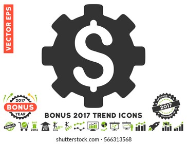 Eco Green And Gray Development Cost pictograph with bonus 2017 trend symbols. Vector illustration style is flat iconic bicolor symbols, white background.