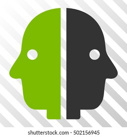 Eco Green And Gray Dual Face toolbar icon. Vector pictograph style is a flat bicolor symbol on diagonal hatch transparent background.