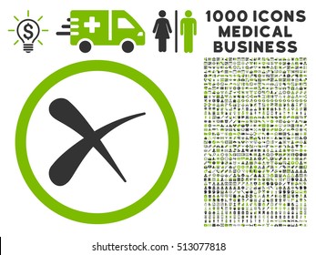 Eco Green And Gray Erase vector bicolor rounded icon. Image style is a flat icon symbol inside a circle, white background. Bonus set is 1000 medicine business design elements.