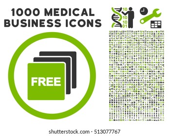 Eco Green And Gray Free vector bicolor rounded icon. Image style is a flat icon symbol inside a circle, white background. Bonus clipart includes 1000 medicine business pictographs.