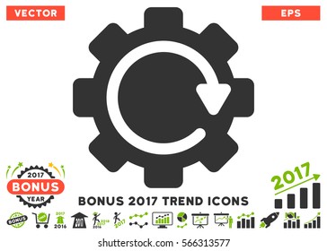 Eco Green And Gray Gear Rotation Direction pictogram with bonus 2017 trend clip art. Vector illustration style is flat iconic bicolor symbols, white background.