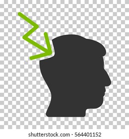Eco Green And Gray Head Electric Strike interface icon. Vector pictogram style is a flat bicolor symbol on chess transparent background.