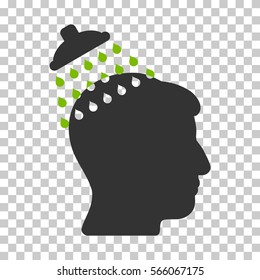 Eco Green And Gray Head Shower interface icon. Vector pictograph style is a flat bicolor symbol on chess transparent background.