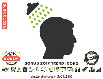 Eco Green And Gray Head Shower pictogram with bonus 2017 trend images. Vector illustration style is flat iconic bicolor symbols, white background.