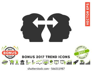 Eco Green And Gray Heads Exchange Arrows pictogram with bonus 2017 year trend pictures. Vector illustration style is flat iconic bicolor symbols, white background.