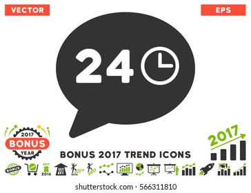 Eco Green And Gray Message Hours pictograph with bonus 2017 year trend pictograph collection. Vector illustration style is flat iconic bicolor symbols, white background.