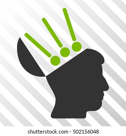 Eco Green And Gray Open Mind Interface interface icon. Vector pictograph style is a flat bicolor symbol on diagonal hatch transparent background.