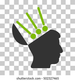 Eco Green And Gray Open Mind Interface toolbar icon. Vector pictogram style is a flat bicolor symbol on chess transparent background.