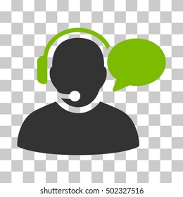 Eco Green And Gray Operator Message toolbar icon. Vector pictogram style is a flat bicolor symbol on chess transparent background.