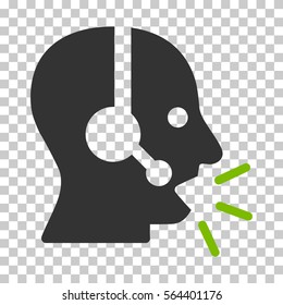 Eco Green And Gray Operator Message interface toolbar pictogram. Vector pictogram style is a flat bicolor symbol on chess transparent background.