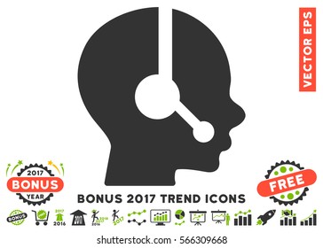 Eco Green And Gray Operator pictogram with bonus 2017 trend pictograph collection. Vector illustration style is flat iconic bicolor symbols, white background.