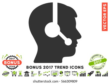 Eco Green And Gray Operator pictogram with bonus 2017 year trend elements. Vector illustration style is flat iconic bicolor symbols, white background.