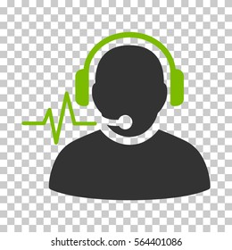 Eco Green And Gray Operator Signal toolbar pictogram. Vector pictogram style is a flat bicolor symbol on chess transparent background.