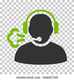 Eco Green And Gray Operator Speech interface icon. Vector pictogram style is a flat bicolor symbol on chess transparent background.