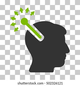 Eco Green And Gray Optical Neural Interface interface pictogram. Vector pictogram style is a flat bicolor symbol on chess transparent background.