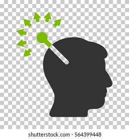 Eco Green And Gray Optical Neural Interface interface toolbar icon. Vector pictogram style is a flat bicolor symbol on chess transparent background.