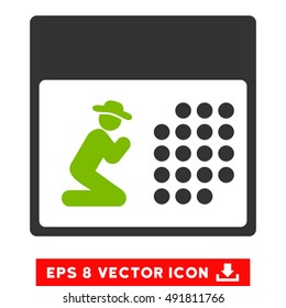 Eco Green And Gray Pray Calendar EPS vector icon. Illustration style is flat iconic bicolor symbol on a white background.