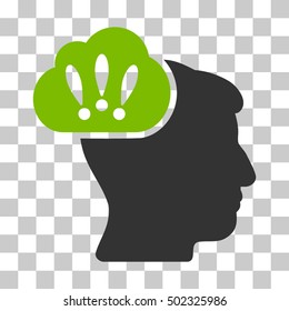 Eco Green And Gray Problem Brainstorm toolbar icon. Vector pictogram style is a flat bicolor symbol on chess transparent background.