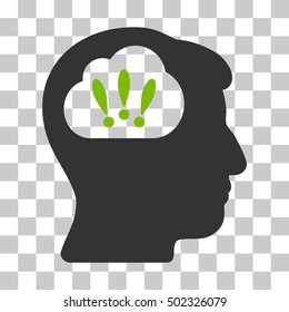 Eco Green And Gray Problem Brainstorm interface icon. Vector pictograph style is a flat bicolor symbol on chess transparent background.