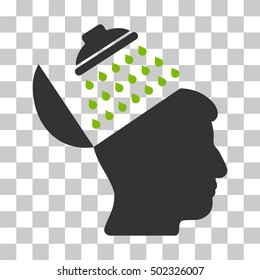 Eco Green And Gray Propaganda Brain Shower interface toolbar icon. Vector pictogram style is a flat bicolor symbol on chess transparent background.