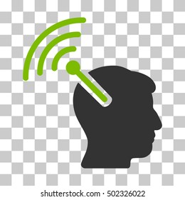 Eco Green And Gray Radio Neural Interface interface pictogram. Vector pictograph style is a flat bicolor symbol on chess transparent background.