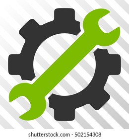 Eco Green And Gray Service Tools interface toolbar pictogram. Vector pictograph style is a flat bicolor symbol on diagonal hatch transparent background.