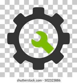 Eco Green And Gray Service Tools interface icon. Vector pictograph style is a flat bicolor symbol on chess transparent background.