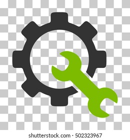 Eco Green And Gray Service Tools toolbar icon. Vector pictograph style is a flat bicolor symbol on chess transparent background.