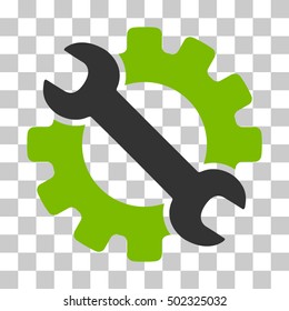 Eco Green And Gray Service Tools toolbar icon. Vector pictograph style is a flat bicolor symbol on chess transparent background.