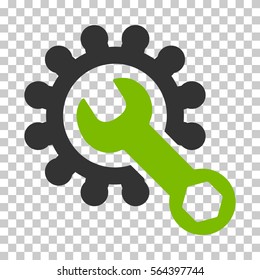 Eco Green And Gray Service Tools toolbar pictogram. Vector pictograph style is a flat bicolor symbol on chess transparent background.