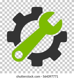 Eco Green And Gray Service Tools interface icon. Vector pictogram style is a flat bicolor symbol on chess transparent background.