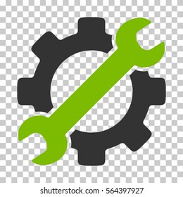 Eco Green And Gray Service Tools interface toolbar pictogram. Vector pictogram style is a flat bicolor symbol on chess transparent background.