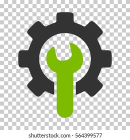 Eco Green And Gray Service Tools toolbar pictogram. Vector pictograph style is a flat bicolor symbol on chess transparent background.