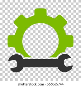 Eco Green And Gray Service Tools toolbar pictogram. Vector pictogram style is a flat bicolor symbol on chess transparent background.